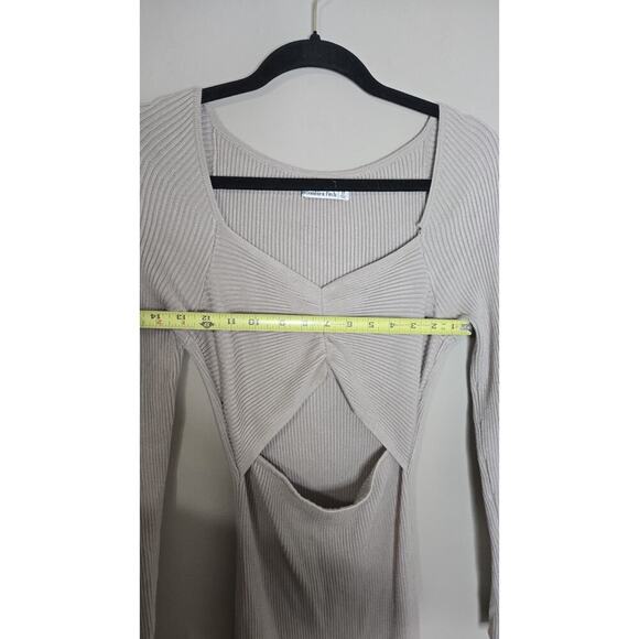 abercrombie & fitch Long Sleeve Ribbed Knit Slim Fit Dress Beige Size ST - Picture 6 of 7